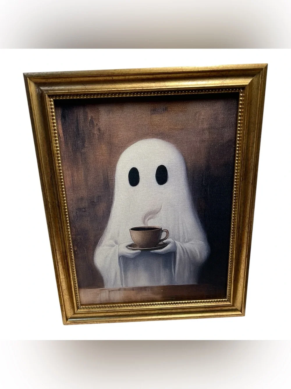 Ghost Holding Coffee Mug Wall Art Picture Frame - NWT **